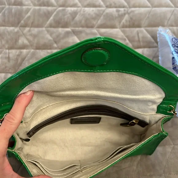 Antonio Melani Green Ava convertible Clutch or Shoulder Bag w/ gold chain strap - Picture 13 of 17